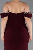 Long Cherry Colored Plus Size Evening Gown ABU6199