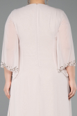 Long Beige Chiffon Plus Size Evening Gown ABU6177