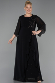 Long Black Chiffon Plus Size Evening Gown ABU6177