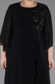 Long Black Chiffon Plus Size Evening Gown ABU6177