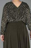 Olive Drab Long Chiffon Formal Plus Size Dress ABU5859