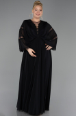Long Black Chiffon Plus Size Evening Gown ABU6178