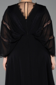 Long Black Chiffon Plus Size Evening Gown ABU6178