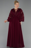 Long Cherry Colored Chiffon Plus Size Evening Gown ABU6178