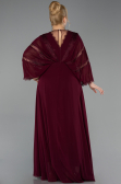 Long Cherry Colored Chiffon Plus Size Evening Gown ABU6178