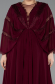 Long Cherry Colored Chiffon Plus Size Evening Gown ABU6178