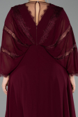 Long Cherry Colored Chiffon Plus Size Evening Gown ABU6178