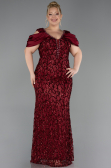 Long Burgundy Scaly Plus Size Evening Dress ABU6257