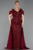 Long Burgundy Scaly Plus Size Evening Dress ABU6257