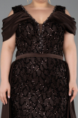 Long Brown Scaly Plus Size Evening Dress ABU6257