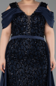 Long Navy Blue Scaly Plus Size Evening Dress ABU6257