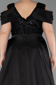 Long Black Scaly Plus Size Evening Dress ABU6257