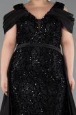 Long Black Scaly Plus Size Evening Dress ABU6257