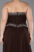 Long Brown Chiffon Plus Size Evening Dress ABU6189
