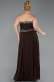 Long Brown Chiffon Plus Size Evening Dress ABU6189