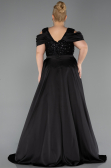 Long Black Scaly Plus Size Evening Dress ABU6257