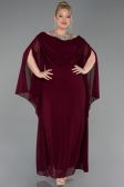 Cherry Colored Long Chiffon Plus Size Evening Gown ABU6068