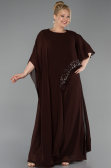 Long Brown Chiffon Plus Size Evening Gown ABU6179