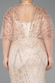 Gold Long Beaded Plus Size Evening Dress ABU5722