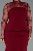 Long Burgundy Plus Size Evening Dress ABU6195