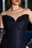 Long Navy Blue Dantelle Evening Dress ABU6229