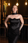 Long Black Beaded Evening Dress ABU6238