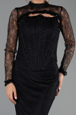 Long Black Dantelle Evening Dress ABU6207