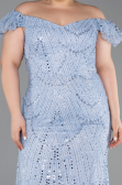 Long Indigo Beaded Formal Plus Size Dress ABU5548
