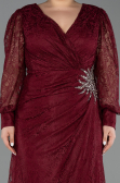 Long Burgundy Dantelle Plus Size Evening Dress ABU6272