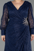 Long Navy Blue Dantelle Plus Size Evening Dress ABU6272