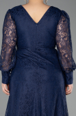 Long Navy Blue Dantelle Plus Size Evening Dress ABU6272