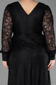 Long Black Dantelle Plus Size Evening Dress ABU6272