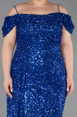 Sax Blue Long Plus Size Evening Gown ABU5232