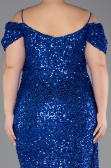 Sax Blue Long Plus Size Evening Gown ABU5232