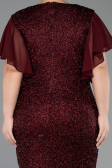 Midi Burgundy Beaded Plus Size Cocktail Dress ABK2642