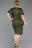 Midi Olive Drab Beaded Plus Size Cocktail Dress ABK2642