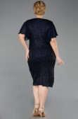Midi Navy Blue Beaded Plus Size Cocktail Dress ABK2642