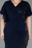 Midi Navy Blue Beaded Plus Size Cocktail Dress ABK2642
