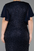 Midi Navy Blue Beaded Plus Size Cocktail Dress ABK2642