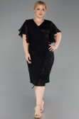 Midi Black Beaded Plus Size Cocktail Dress ABK2642