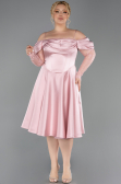 Midi Powder Color Satin Plus Size Cocktail Dress ABK2652