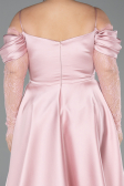 Midi Powder Color Satin Plus Size Cocktail Dress ABK2652