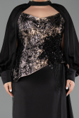 Long Black Satin Formal Plus Size Dress ABU6304