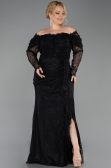 Long Black Dantelle Plus Size Evening Gown ABU6305