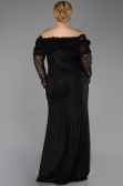 Long Black Dantelle Plus Size Evening Gown ABU6305