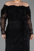 Long Black Dantelle Plus Size Evening Gown ABU6305