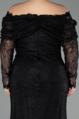 Long Black Dantelle Plus Size Evening Gown ABU6305