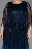 Navy Blue Long Chiffon Plus Size Evening Gown ABU4633