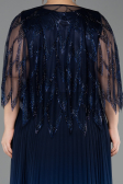 Navy Blue Long Chiffon Plus Size Evening Gown ABU4633