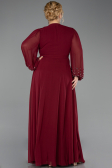 Burgundy Long Chiffon Plus Size Evening Dress ABU3075